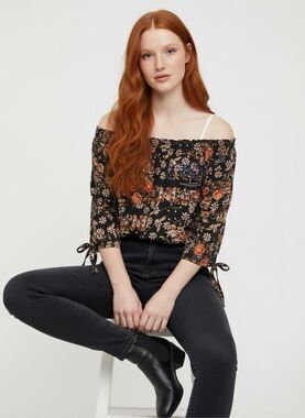 Daniel Rainn Women’s Floral Off The Shoulder Blouse Boho Size Medium